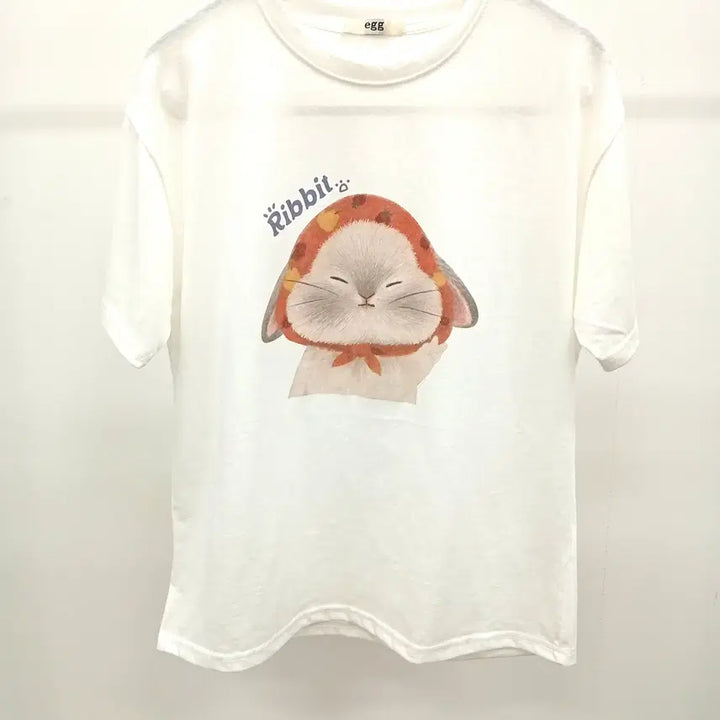 [BUNJANG] Rabbit Print Women's Short Sleeve T-shirt / 토끼 프린트 여성용 반팔티셔츠