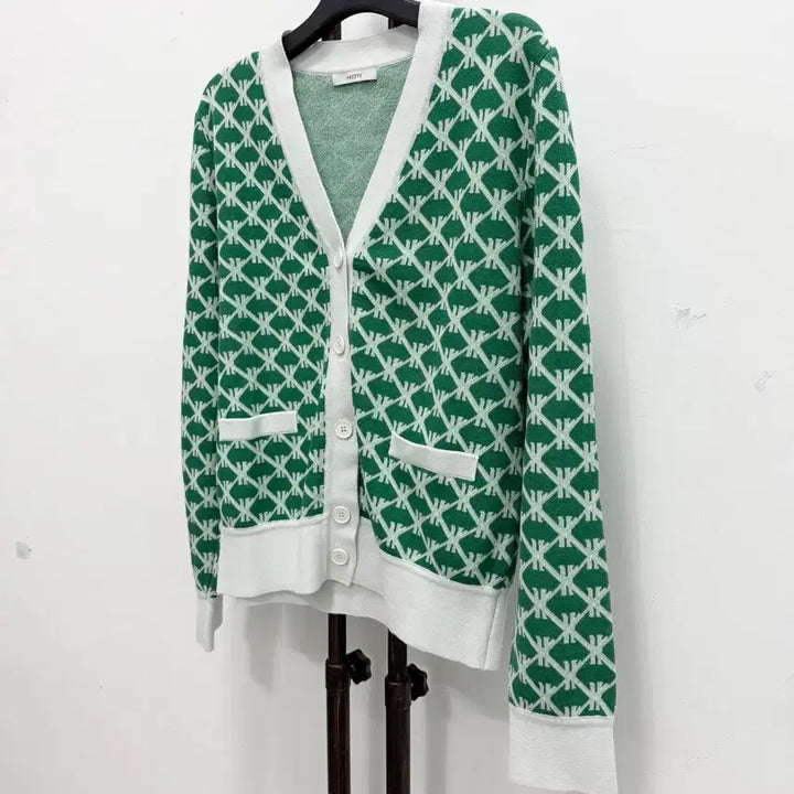 [BUNJANG] HAZZYS Green Pattern Cardigan / 정품 헤지스 HAZZYS 그린 패턴 가디건
