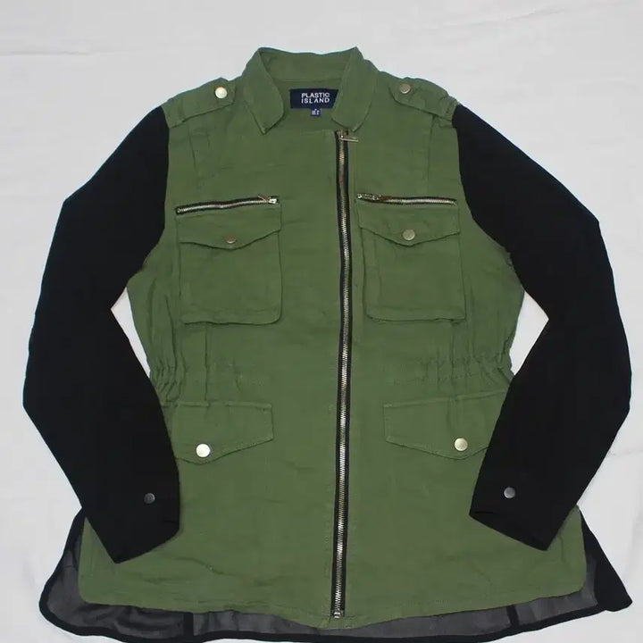 [BUNJANG] Plastic Island Women's 85 Khaki Mesh Detail Jacket / 플라스틱아일랜드 여성 85 야상 자켓 등 팔 망사 독특