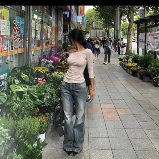 [BUNJANG] Dope Low-Rise Bootcut Denim Pants / 도프 로우라이즈 부츠컷 데님 S 에이블리