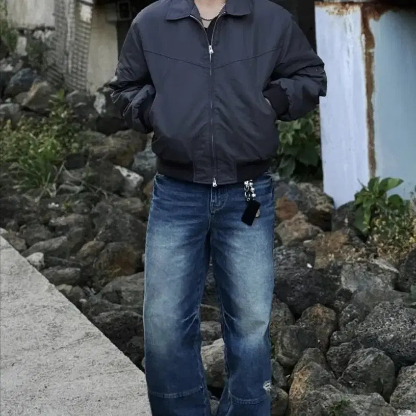 [BUNJANG] Fabrega Romeo Nylon Bomber Jacket (Iron) / 파브레가 로메오 나일론 봄버자켓 (아이언)