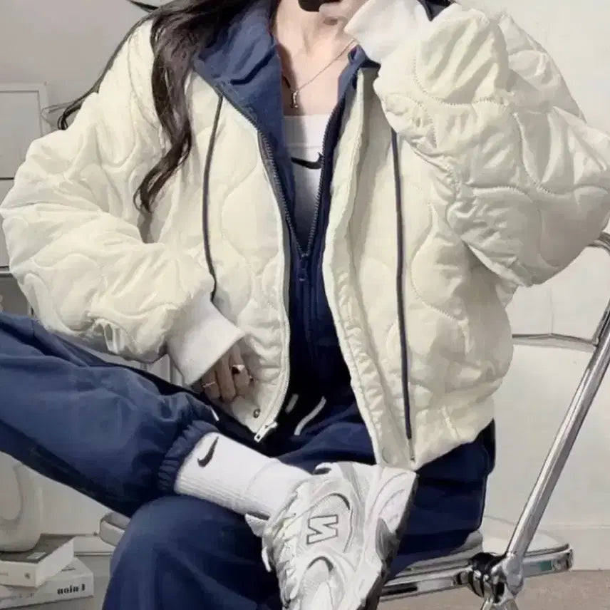 [BUNJANG] Ivory Quilted Jumper / 아이보리 퀼팅 누빔 점퍼 새상품