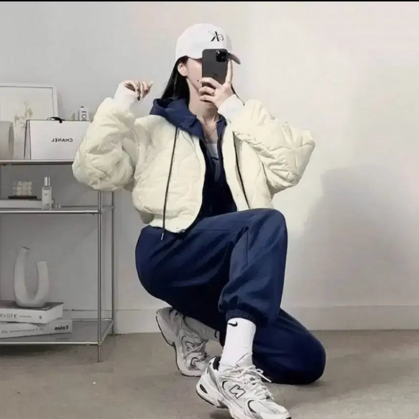 [BUNJANG] Ivory Quilted Jumper / 아이보리 퀼팅 누빔 점퍼 새상품