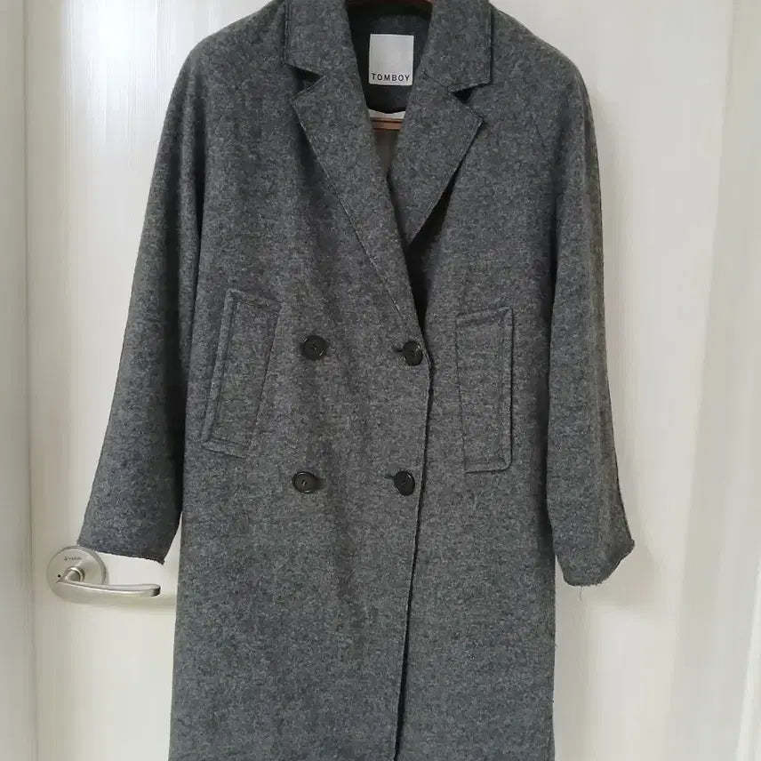 [BUNJANG] Tomboy Double Breasted Coat Gray / 톰보이 더블 브레스트 코트 회색