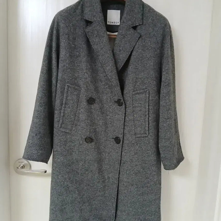 [BUNJANG] Tomboy Double Breasted Coat Gray / 톰보이 더블 브레스트 코트 회색
