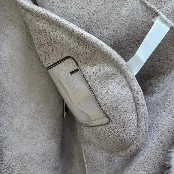 [BUNJANG] Closet Nine Vegan Mink Long Coat - Gray, S / 클로젯나인 사선 비건 밍크 롱 코트 - 그레이,S
