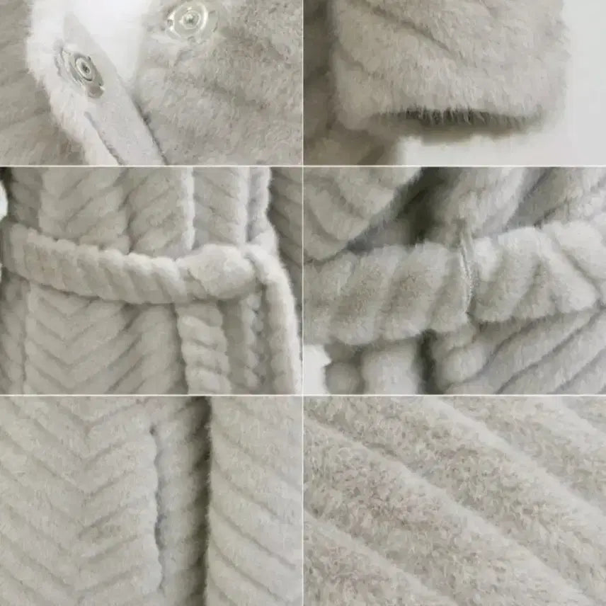 [BUNJANG] Closet Nine Vegan Mink Long Coat - Gray, S / 클로젯나인 사선 비건 밍크 롱 코트 - 그레이,S