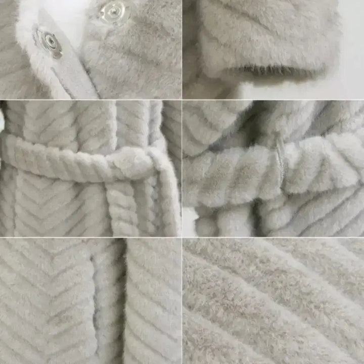 [BUNJANG] Closet Nine Vegan Mink Long Coat - Gray, S / 클로젯나인 사선 비건 밍크 롱 코트 - 그레이,S