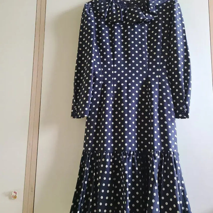 [BUNJANG] Japanese Brand Navy Dot Midi Dress / 일본네이비 도트 롱미디원피스
