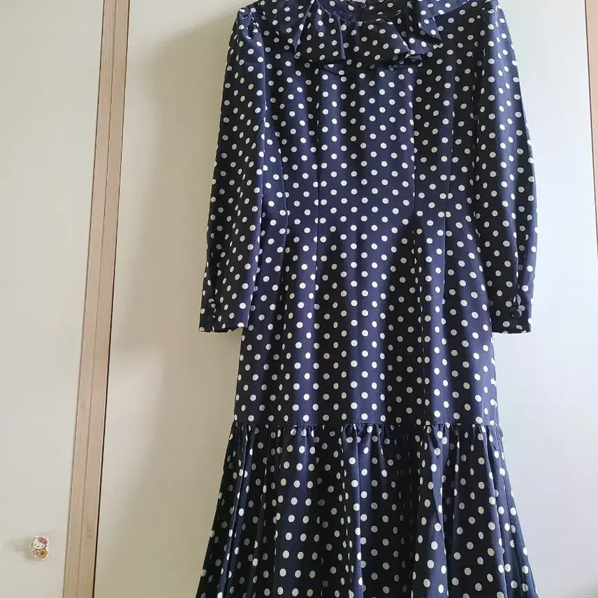 [BUNJANG] Japanese Brand Navy Dot Midi Dress / 일본네이비 도트 롱미디원피스