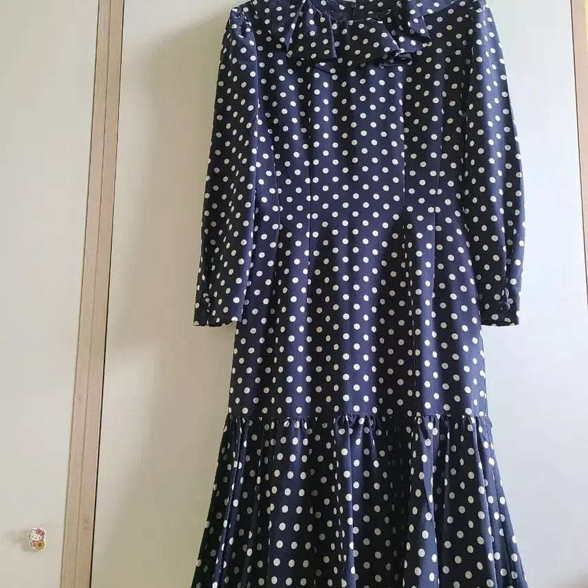 [BUNJANG] Japanese Brand Navy Dot Midi Dress / 일본네이비 도트 롱미디원피스