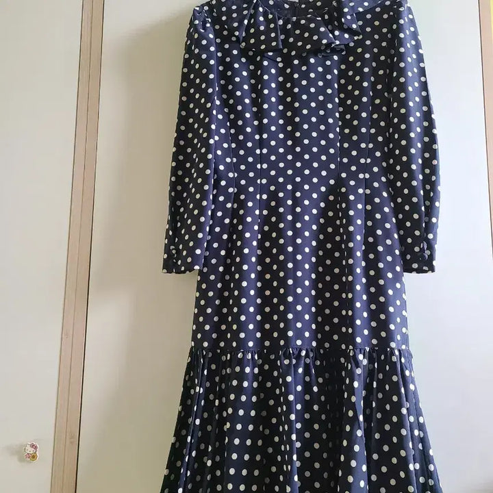 [BUNJANG] Japanese Brand Navy Dot Midi Dress / 일본네이비 도트 롱미디원피스