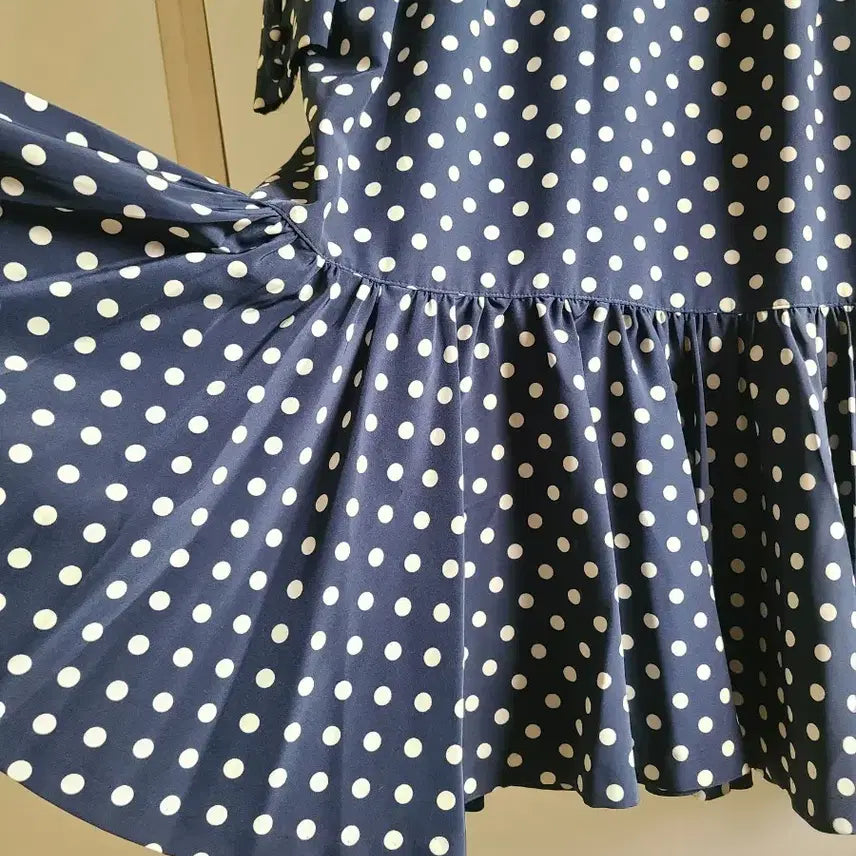 [BUNJANG] Japanese Brand Navy Dot Midi Dress / 일본네이비 도트 롱미디원피스