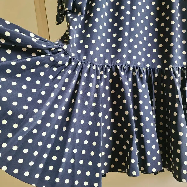 [BUNJANG] Japanese Brand Navy Dot Midi Dress / 일본네이비 도트 롱미디원피스