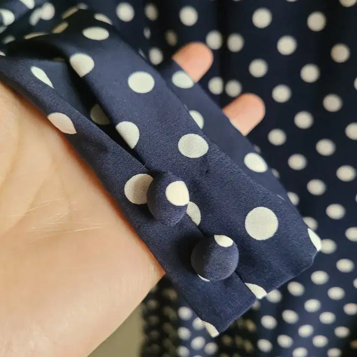 [BUNJANG] Japanese Brand Navy Dot Midi Dress / 일본네이비 도트 롱미디원피스
