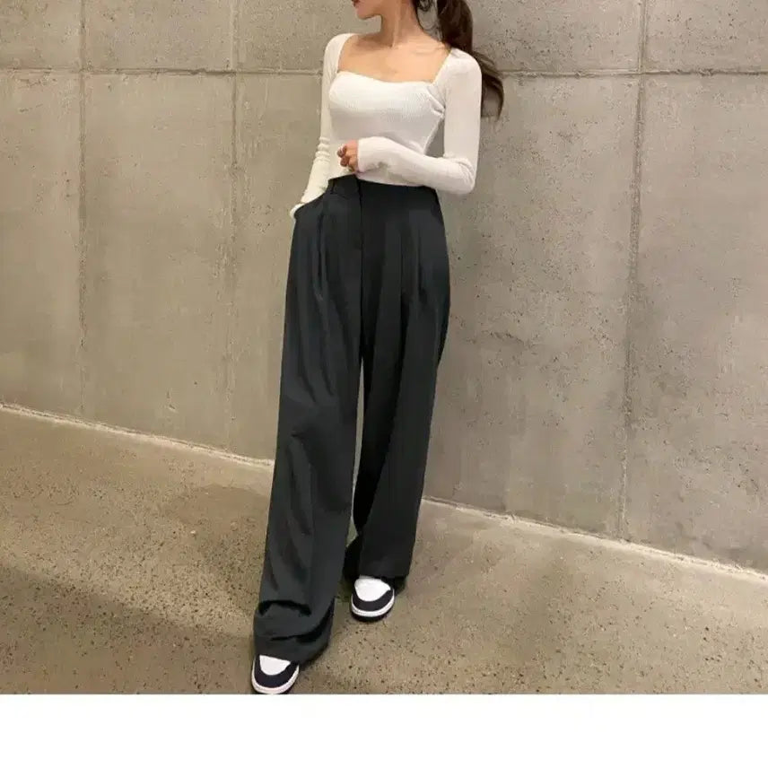 [BUNJANG] Slim Bending Slacks - Charcoal / 슬림 밴딩 슬랙스 - 차콜