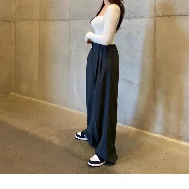[BUNJANG] Slim Bending Slacks - Charcoal / 슬림 밴딩 슬랙스 - 차콜
