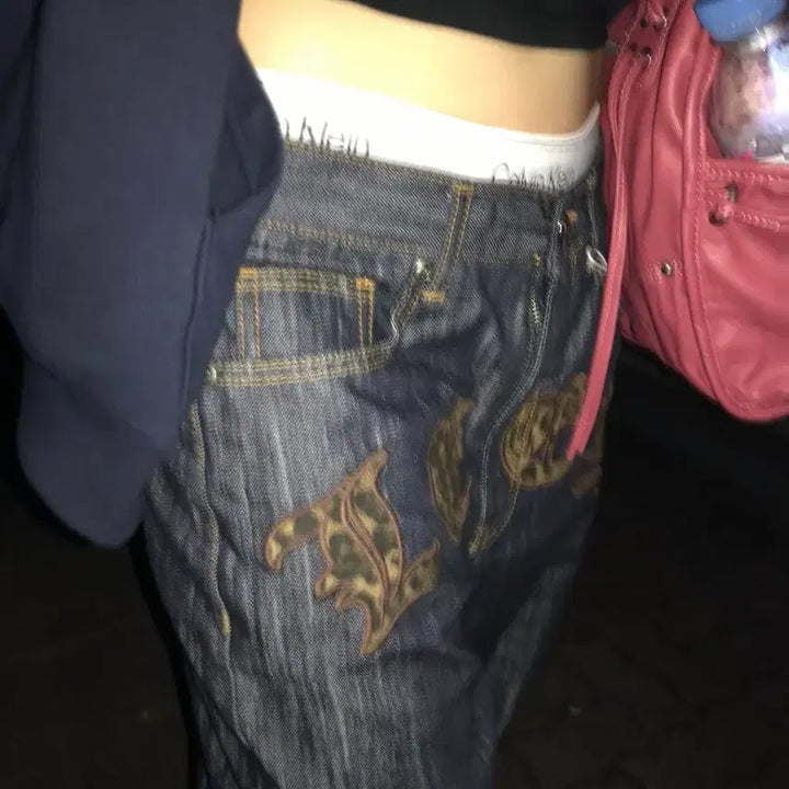 [BUNJANG] YIEEL Leopard Denim Pants / 와이이이엘 레오파드 데님 팬츠