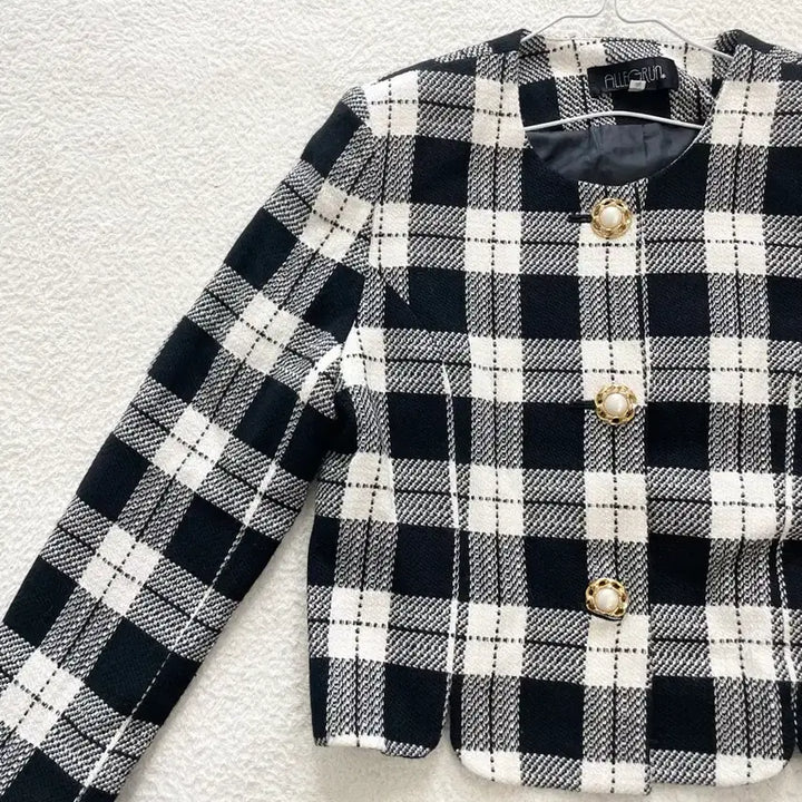 [BUNJANG] Shat Check Tweed Jacket / 샤체크트위드