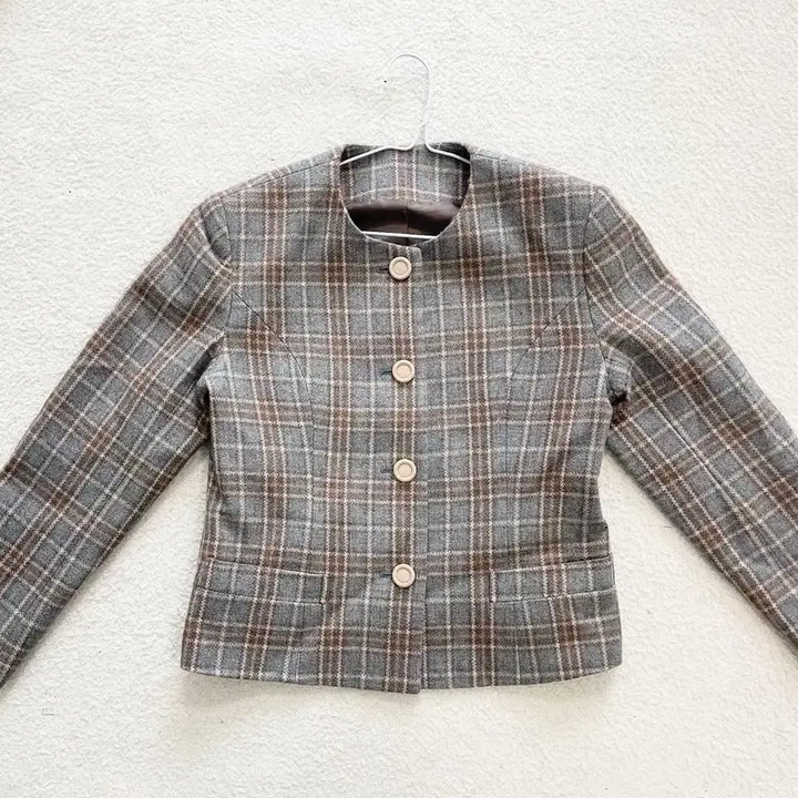 [BUNJANG] Tweed Check Wool Jacket / 체크울자켓트위드