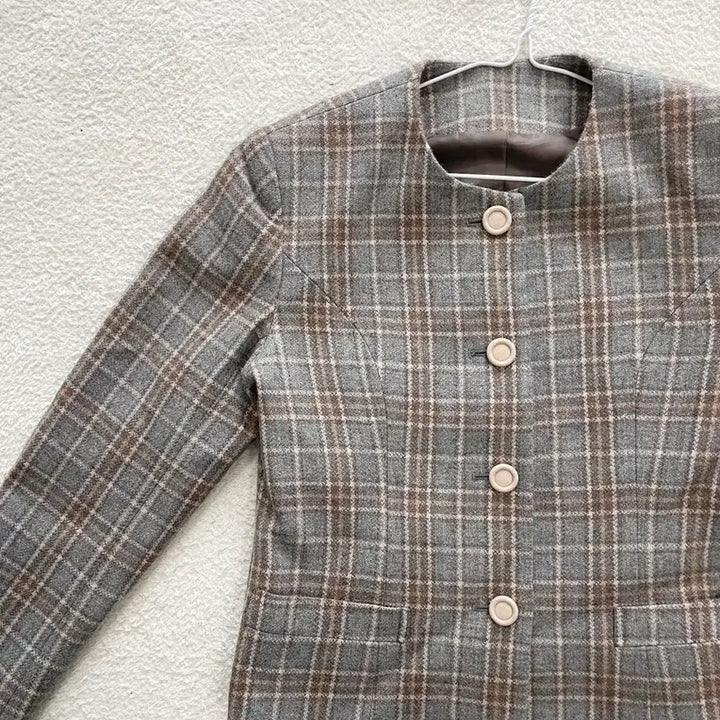 [BUNJANG] Tweed Check Wool Jacket / 체크울자켓트위드