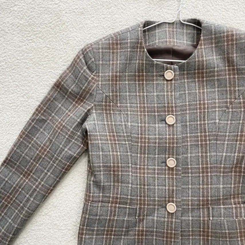 [BUNJANG] Tweed Check Wool Jacket / 체크울자켓트위드