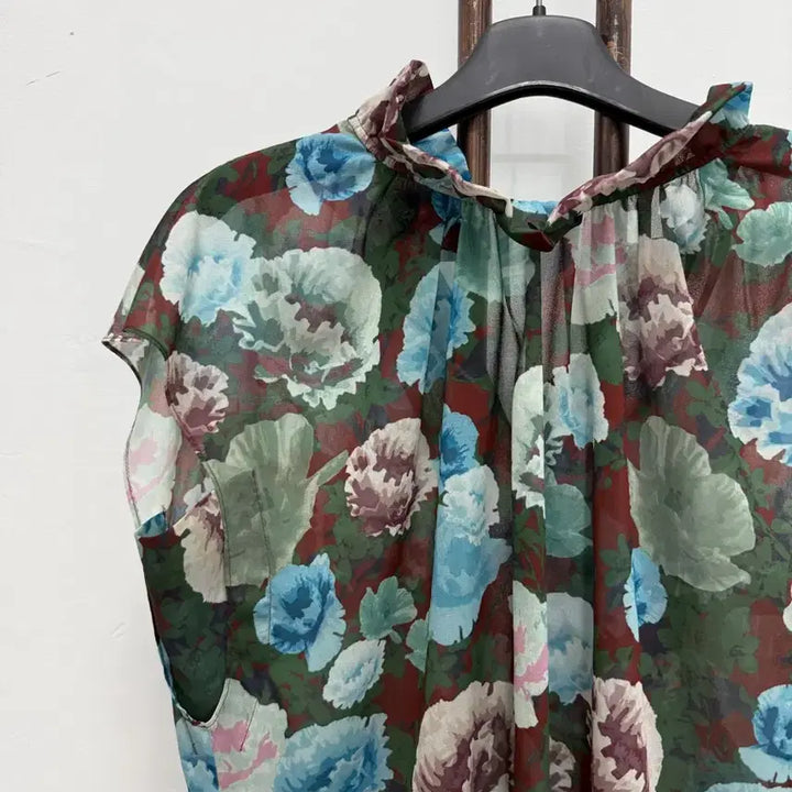 [BUNJANG] MICHAA Floral Chiffon Blouse / 정품 미샤 MICHAA 플라워 쉬폰 블라우스