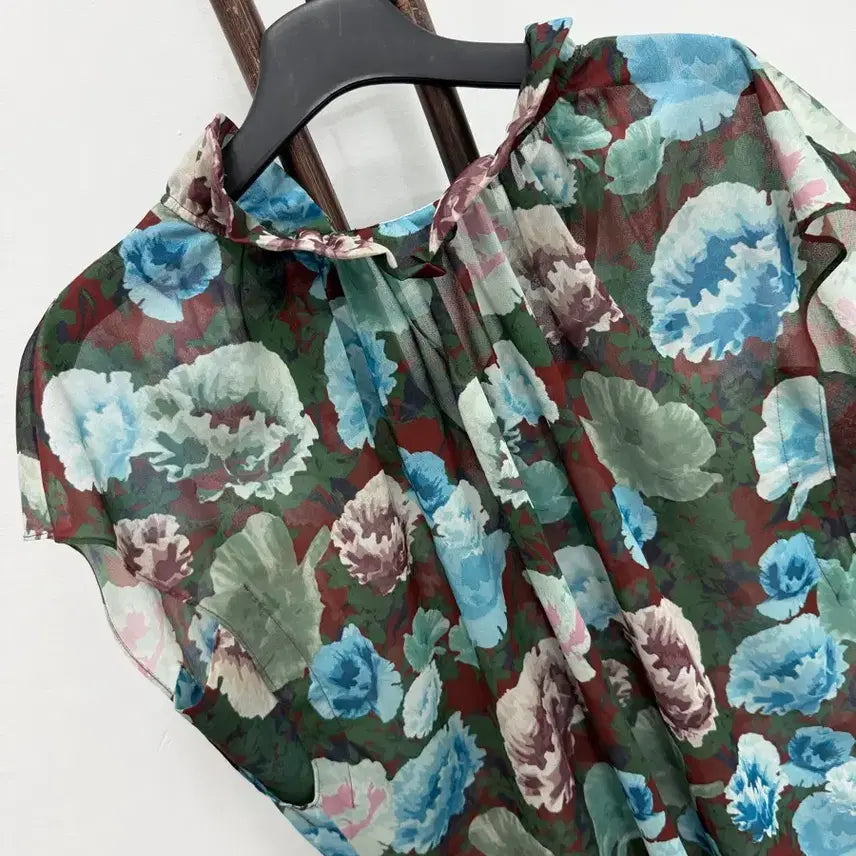 [BUNJANG] MICHAA Floral Chiffon Blouse / 정품 미샤 MICHAA 플라워 쉬폰 블라우스