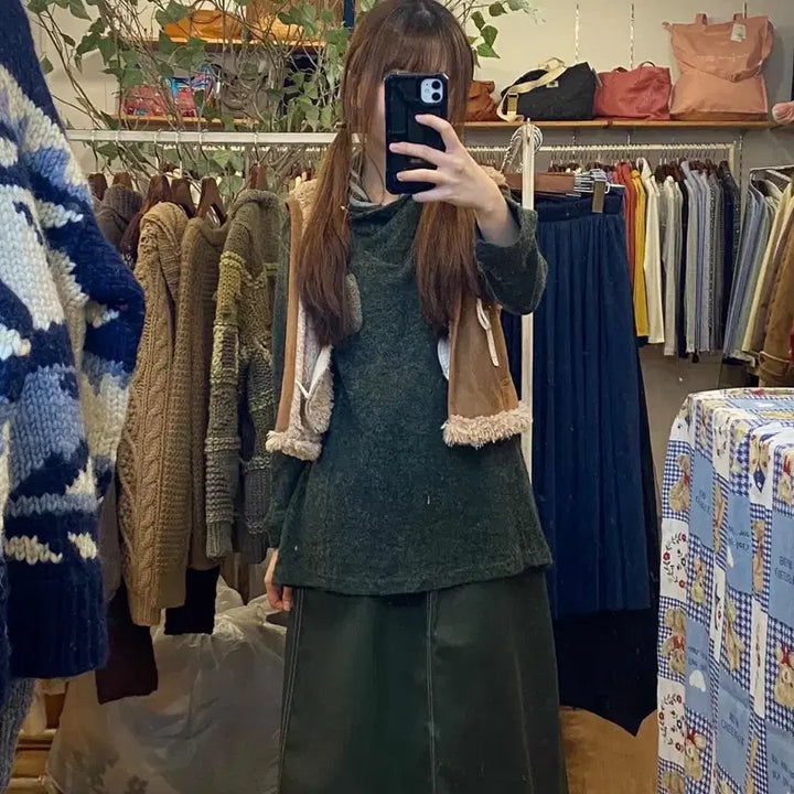[BUNJANG] Suzuko Layered Collar Knit Sweater / 스즈코 빈티지 모리걸 레이어드 폴라 니트 모리노카토 카모메산장 지구네