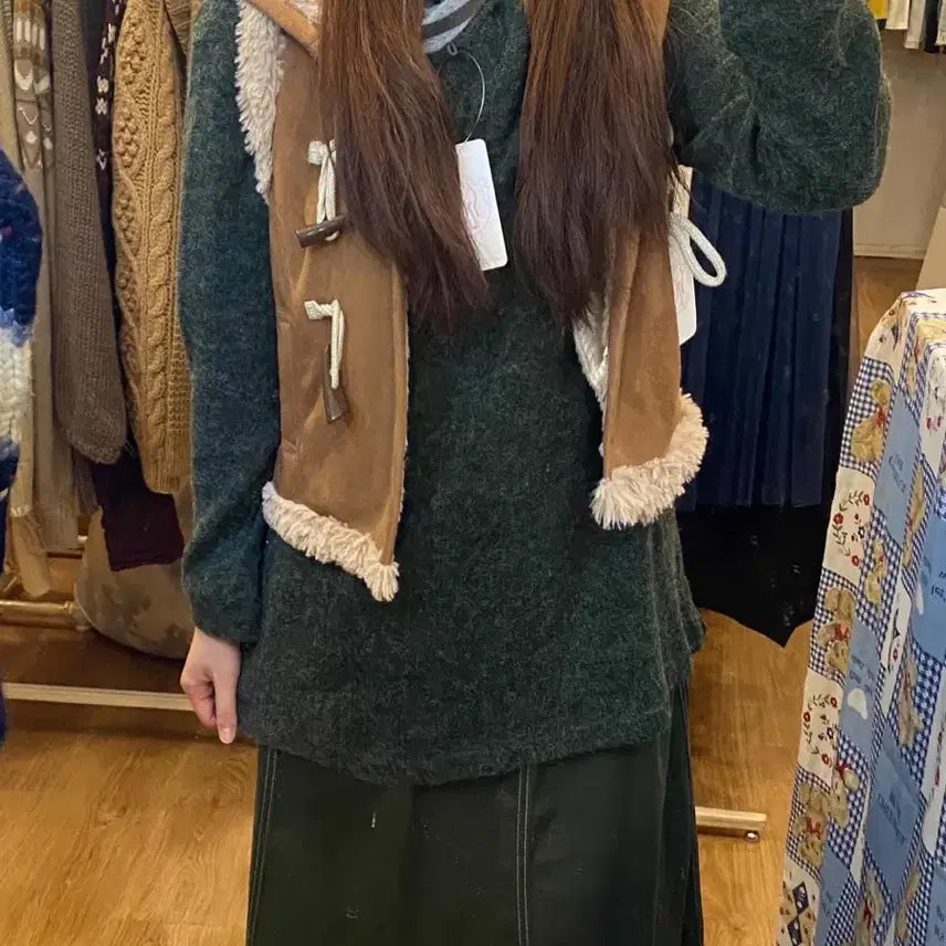 [BUNJANG] Suzuko Layered Collar Knit Sweater / 스즈코 빈티지 모리걸 레이어드 폴라 니트 모리노카토 카모메산장 지구네