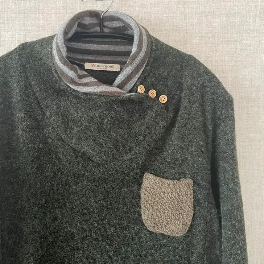 [BUNJANG] Suzuko Layered Collar Knit Sweater / 스즈코 빈티지 모리걸 레이어드 폴라 니트 모리노카토 카모메산장 지구네