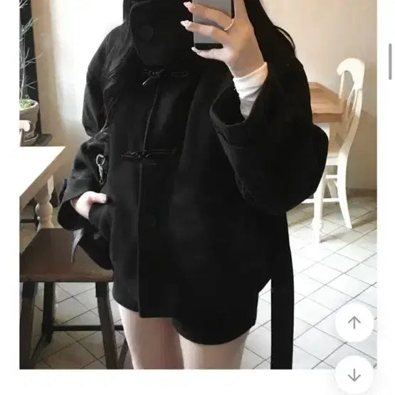 [BUNJANG] Black Duffle Coat / 검정색 떡볶이 코트