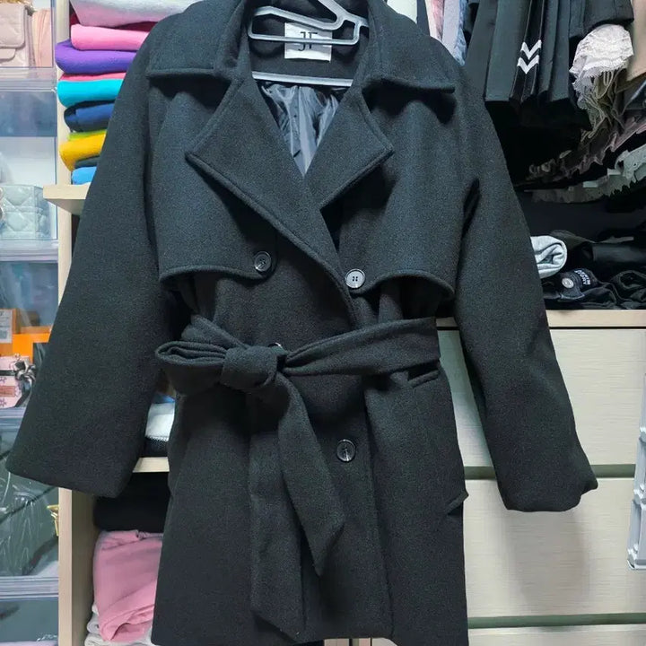 [BUNJANG] Wool Half Coat - Black / 모직 반코트 블랙