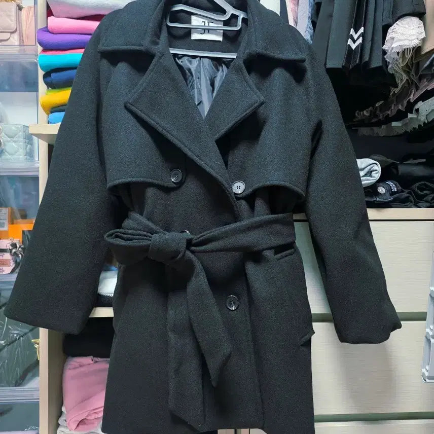 [BUNJANG] Wool Half Coat - Black / 모직 반코트 블랙