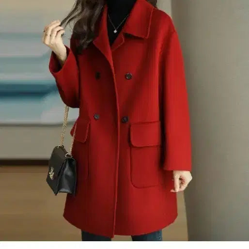 [BUNJANG] Wool Half Coat Red (Size L) / 모직 반코트 레드 새상품