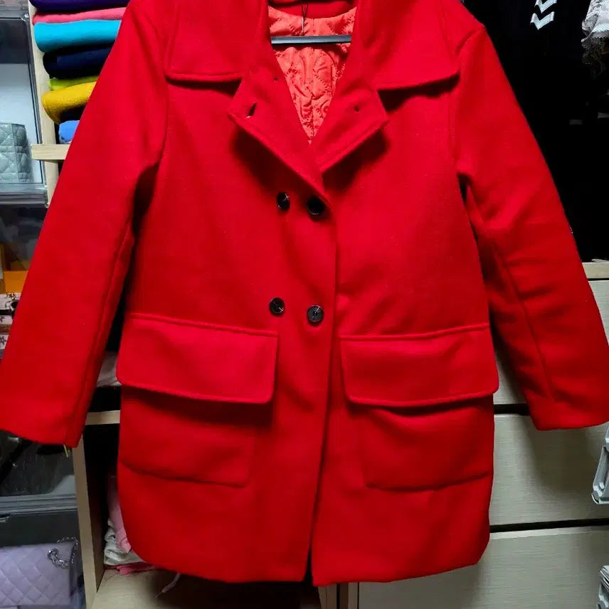 [BUNJANG] Wool Half Coat Red (Size L) / 모직 반코트 레드 새상품
