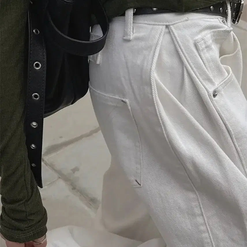 [BUNJANG] Kremme Pintuck Denim Jeans / 크렘므 핀턱 데님 화이트