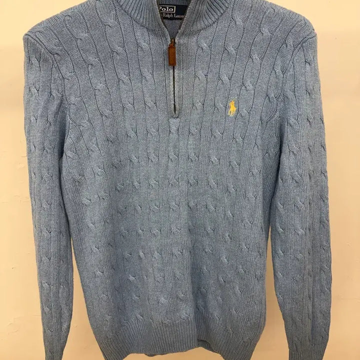 [BUNJANG] Polo Ralph Lauren Cable Half-Zip Knit Sweater - Sky Blue (Size S) / [S] 폴로 랄프로렌 케이블 반집업 니트 스웨터 하늘색