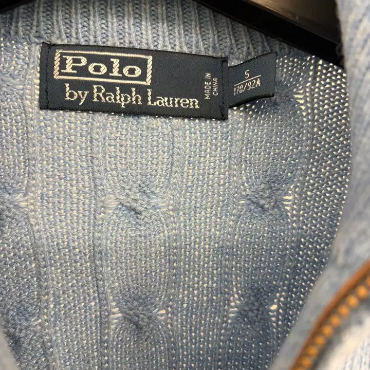 [BUNJANG] Polo Ralph Lauren Cable Half-Zip Knit Sweater - Sky Blue (Size S) / [S] 폴로 랄프로렌 케이블 반집업 니트 스웨터 하늘색
