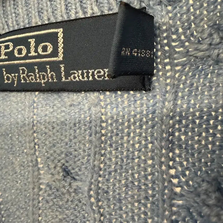 [BUNJANG] Polo Ralph Lauren Cable Half-Zip Knit Sweater - Sky Blue (Size S) / [S] 폴로 랄프로렌 케이블 반집업 니트 스웨터 하늘색
