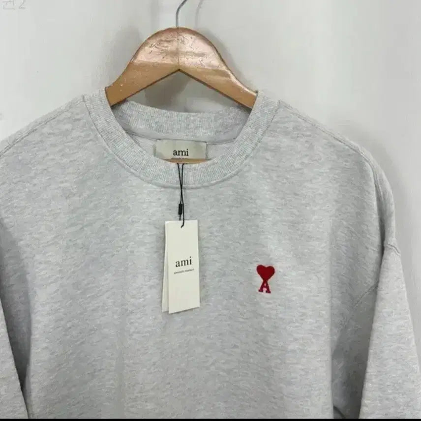 [BUNJANG] AMI Small Heart Logo Sweatshirt / (특가)아미 스몰 하트 로고 맨투맨 큐알인증 그레이 블랙 S