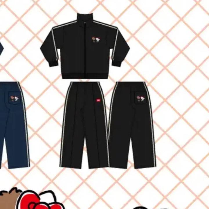 [BUNJANG] Monchhichi Kitty Training Set / 몬치치 키티 콜라보 트레이닝 집업 + 바지 세트