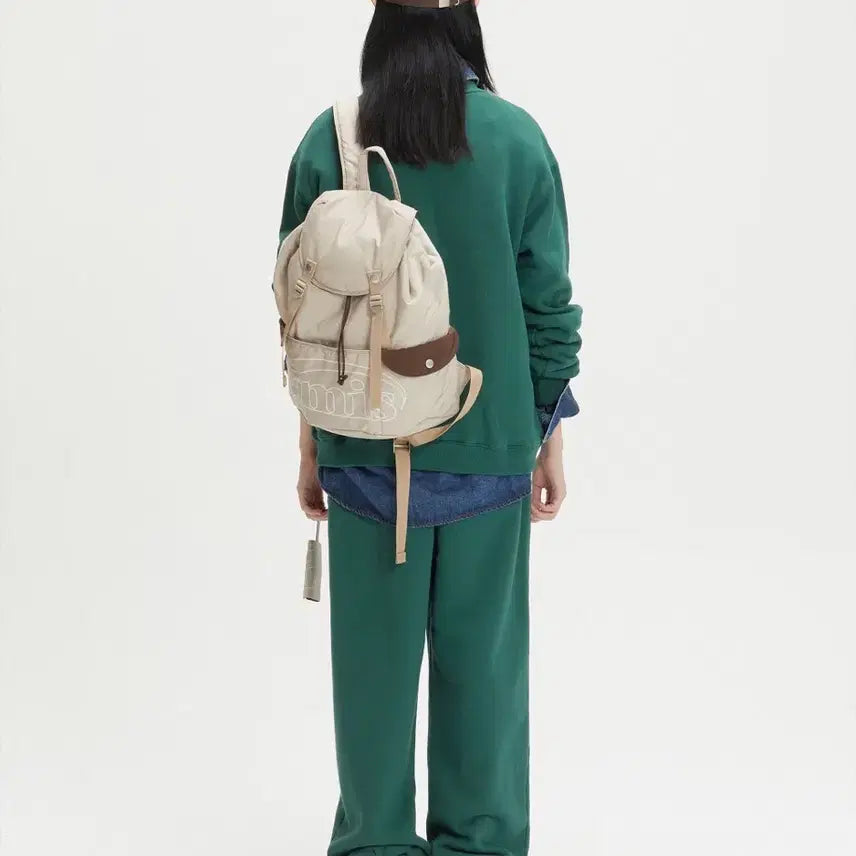 [BUNJANG] EMIS Outline Logo Backpack Beige / [ EMIS ] 이미스 아웃라인 로고 백팩 베이지