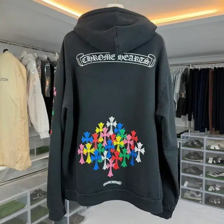 [SOLD OUT] [정품] 크롬하츠 멀티 컬러 크로스 패치 집업 후드 XL