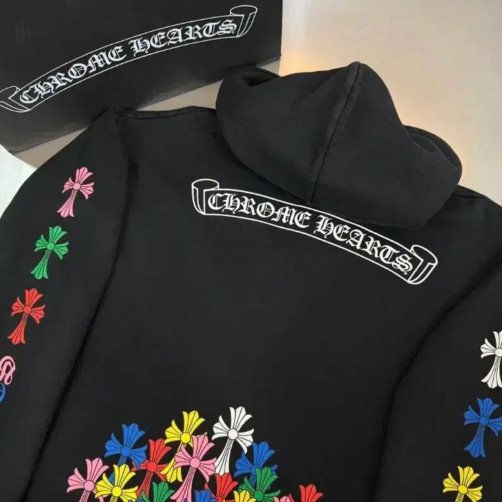 [SOLD OUT] [정품] 크롬하츠 멀티 컬러 크로스 패치 집업 후드 XL