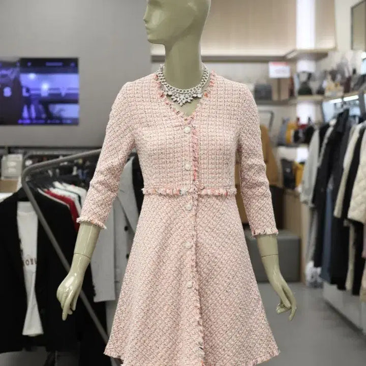 [BUNJANG] Sisley Tweed V-Neck Mini Dress / 시슬리 트위드 브이넥 원피스