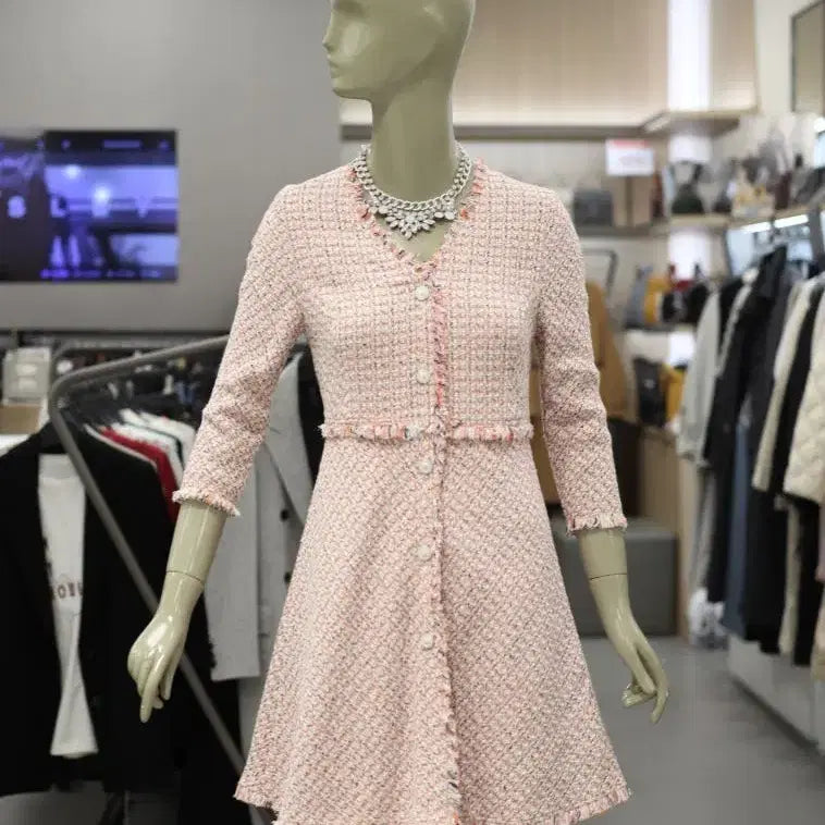 [BUNJANG] Sisley Tweed V-Neck Mini Dress / 시슬리 트위드 브이넥 원피스