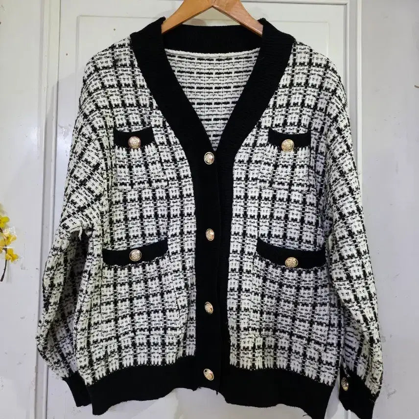 [BUNJANG] Spring Tweed Knit Cardigan / 봄  캐주얼 자켓  같은 니트  가디건   깨끗해요  가슴54