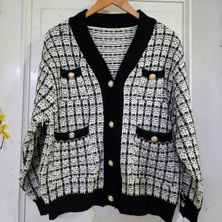 [BUNJANG] Spring Tweed Knit Cardigan / 봄  캐주얼 자켓  같은 니트  가디건   깨끗해요  가슴54