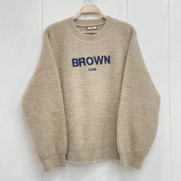 [BUNJANG] KUOSE Brown Embroidered Oatmeal Knit Sweater / KUOSE 브라운 자수 오트밀 니트